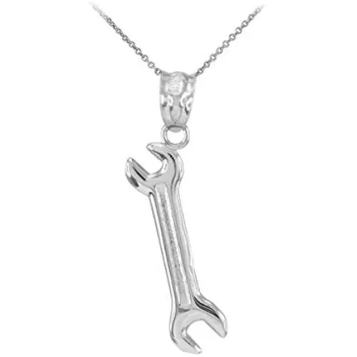 Fine 925 Sterling Silver Open End Wrench Pendant Necklace Fine 925 Sterling Silver Open End Wrench Pendant Necklace