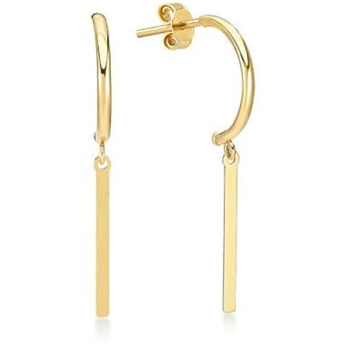 GELIN Bar Dangle Drop Stud Earrings in 14k Yellow Gold - Bar Jewelry for Women