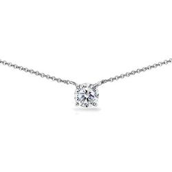 GemStar USA Sterling Silver 6mm Solitaire Choker Necklace Made with Swarovski Zirconia