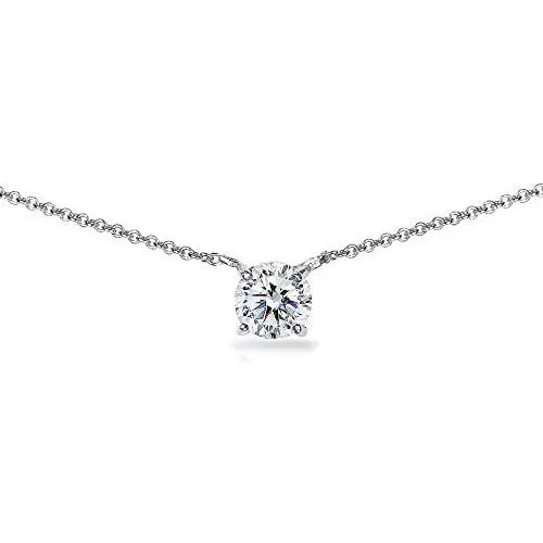 GemStar USA Sterling Silver 6mm Solitaire Choker Necklace Made with Swarovski Zirconia GemStar USA Sterling Silver 6mm Solitaire Choker Necklace Made with Swarovski Zirconia