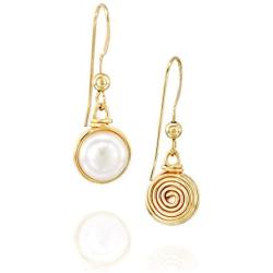 Stera Jewelry 14k Gold Filled Hand Wrapped 8mm or 10mm Cultured Pearl Earrings Weddings jewelry and Bridesmaid Gifts