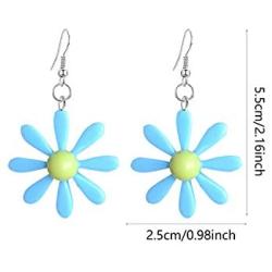 ZRosse 6 Pairs Unique Charm Chic Boho Flower Dangle Drop Earrings Sets Creative Cute Acrylic Tiny Sunflower Dangle Earring Jewelry for Women Girls