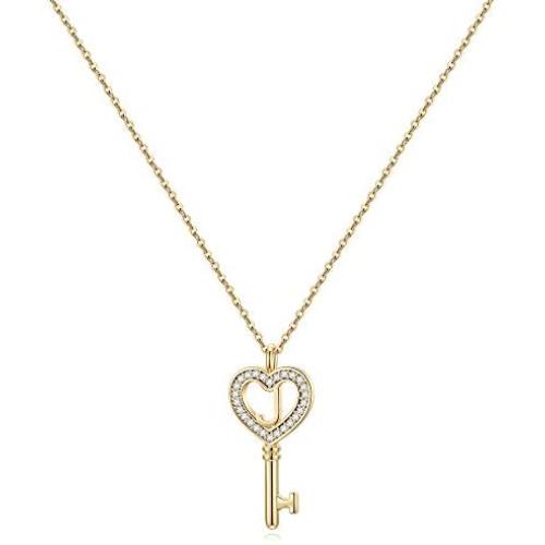 MONOZO Initial Necklace for Women Gold, 14K Gold Plated Letter Charm Necklaces Cubic Zirconia Pendant Key Initial Necklace for Women Her Teen Girls Birthday