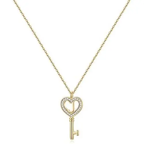 MONOZO Initial Necklace for Women Gold, 14K Gold Plated Letter Charm Necklaces Cubic Zirconia Pendant Key Initial Necklace for Women Her Teen Girls Birthday