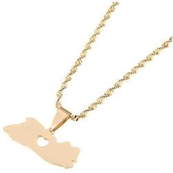 El Salvador Map Pendant Necklace for Women/Men Gold Color Jewelry Map of El Salvador Necklaces