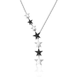 925 Sterling Silver Star Necklace, Rhodium Plated, 14K Gold Plated Cubic Zirconia (CZ) Star Y Necklaces for Women