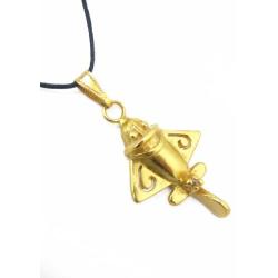 Across The Puddle, Ancient Golden Jet-3 Pendant Necklace | 24k GP Golden Flyer | Pre-Columbian Quimbaya Airplane Jet | Ancient Aircraft | Ancient Astronauts | Original Golden Jets Collection