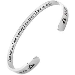 RENYILIN Creative Cuff Bracelet, Zodiac Bracelet, Inspirational Stainless Steel Bracelet for Men and Women