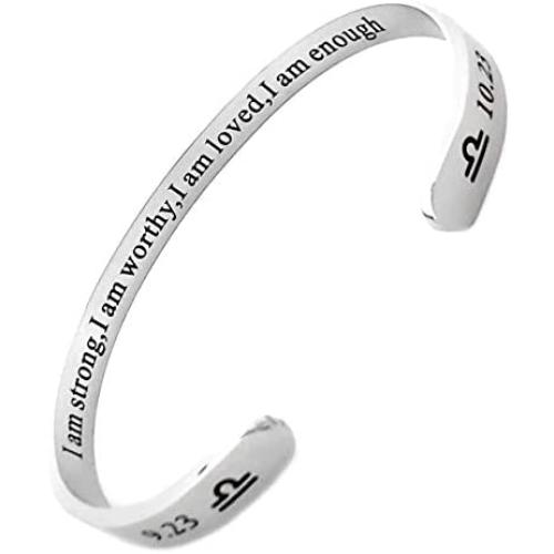 RENYILIN Creative Cuff Bracelet, Zodiac Bracelet, Inspirational Stainless Steel Bracelet for Men and Women