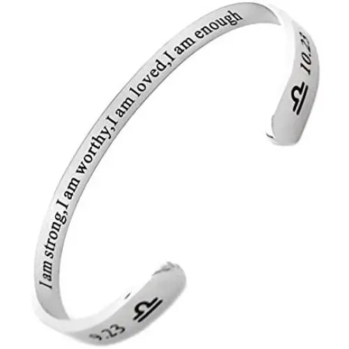 RENYILIN Creative Cuff Bracelet, Zodiac Bracelet, Inspirational Stainless Steel Bracelet for Men and Women