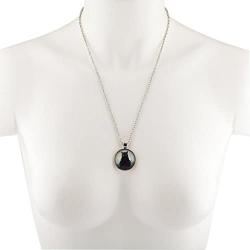 LUX ACCESSORIES Halloween Silverton Black Cat Magic Witch Charm Pendant Necklace