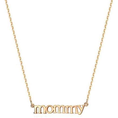 Mevecco Gold Dainty Mom Necklace,14K Gold Plated Cute Tiny Mama Personalized Name Charm Necklace Delicate Word Cubic Zirconia Mom Jewelry Gift for Mothers Day,Mothers Birthday
