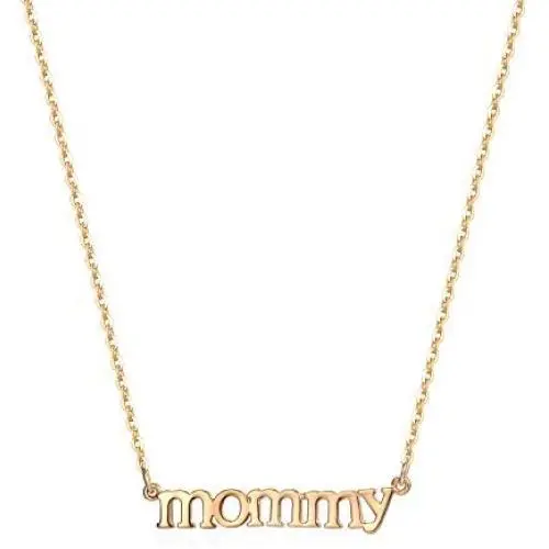 Mevecco Gold Dainty Mom Necklace,14K Gold Plated Cute Tiny Mama Personalized Name Charm Necklace Delicate Word Cubic Zirconia Mom Jewelry Gift for Mothers Day,Mothers Birthday