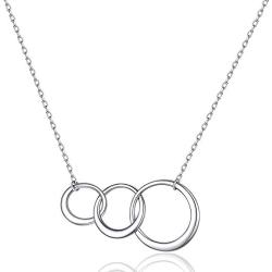 Personalized Gift for Mom, Daugther Grandmother-Sterling Silver Infinity 2-3 Interlocking Circles Pendant Necklace,16 Inch Choker Chain for Women Girls