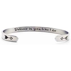 Binami Inspirational Cuff Bracelets Motivational Engraved Mantra Quote Cuff Bangle Best Friend Jewelry Gift for Women Mom Her with Hidden Message