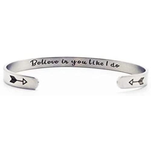 Binami Inspirational Cuff Bracelets Motivational Engraved Mantra Quote Cuff Bangle Best Friend Jewelry Gift for Women Mom Her with Hidden Message