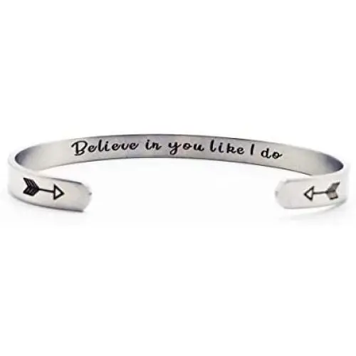 Binami Inspirational Cuff Bracelets Motivational Engraved Mantra Quote Cuff Bangle Best Friend Jewelry Gift for Women Mom Her with Hidden Message