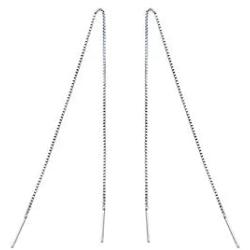 YFN Threader Earrings Sterling Silver Chain -Earrings For Women Dangle Earrings Thread Dangling Threaded Long Chain Earring Nickel Free Hypoallergenic Ear for Women Girls