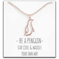 Happy Kisses Penguin Necklace Gift – Cute Penguin Pendant – Charm Jewelry for Women, Girls and Kids – with Message Card