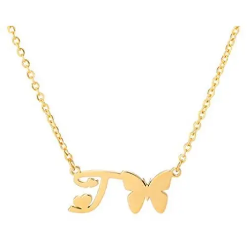 Silove Butterfly Initial Letter Necklaces Gold Choker Charm Necklace Stainless Steel Birthday Jewelry Gifts for Women Teen Girls