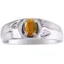 RYLOS Mens Rings Sterling Silver Classic Design 6X4MM Oval Gemstone & Genuine Sparkling Diamond Ring Color Stone Birthstone Rings For Men, Mens Rings, Silver Rings, Sizes 8,9,10,11,12,13