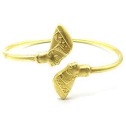 Egyptian Pyramid, Queen Nefertiti, Fist Piece 100% Solid Brass Cuff Bangle Bracelet