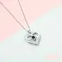 Flyow 925 Sterling Silver Rhodium Plated Cubic Zirconia Forever Love Heart Pendant Necklace for Women Jewelry Birthday Gift
