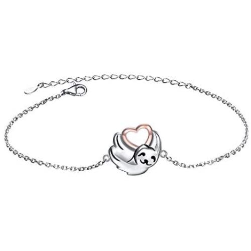 925 Sterling Silver Cute Animal Sloth Heart Earrings Bracelet Ring Pendant Necklace Gift for Women Teen Girls