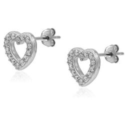 River Island Sterling Silver Cubic Zirconia Stud Earrings, Available in Sterling silver, Rose and Yellow Gold | Variety of Shapes