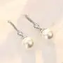Womens Sterling Silver Zircon Cultured Pearl Earrings