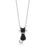 Gem Stone King 925 Sterling Silver Round Zirconia Sitting Black Cat Pendant Necklace On 18 Inch 925 Sterling Silver Chain
