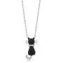 Gem Stone King 925 Sterling Silver Round Zirconia Sitting Black Cat Pendant Necklace On 18 Inch 925 Sterling Silver Chain