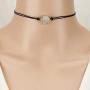 HUNO 3Pcs/Set Druzy Charm Leather Cord Choker Necklace Double Chain Crystal Necklace