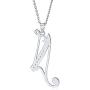 Abc Cubic Zirconia Pave CZ Cursive Script Letter Alphabet Initial Pendant Necklace For Teen Women 925 Sterling Silver