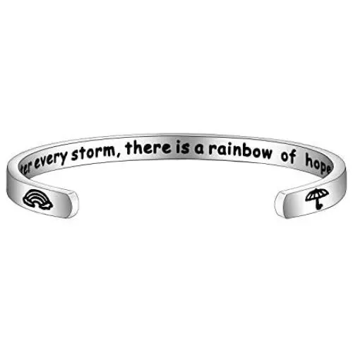 BAUNA After Every Storm There is A Rainbow of Hope Cuff Bangle Bracelet Rainbow Baby Jewelry Inapirational Quote Memorial Gifts BAUNA After Every Storm There is A Rainbow of Hope Cuff Bangle Bracelet Rainbow Baby Jewelry Inapirational Quote Memorial Gifts