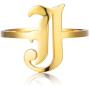 ZRAY Letter Rings for Women Personalized Rings Initial Rings 18K Gold Plated Adjustable Old English Name Rings A-Z Bridesmaid Gift for Girls
