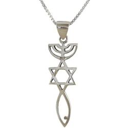 AJDesign Sterling Silver Messianic Seal Pendant Spiritual Religious Jewelry Grafted Necklace Pendant with Chain