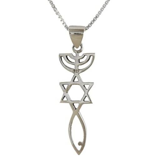 AJDesign Sterling Silver Messianic Seal Pendant Spiritual Religious Jewelry Grafted Necklace Pendant with Chain