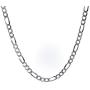 Pori Jewelers 925 Sterling Silver Figaro Pave Chain Necklace - 4mm - 7mm - Made in Italy