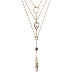Exquisite Sequins Multilayer Pendant Necklace Multi-layer Bar Pendant Necklace Long Choker Necklace for Women Lady Girl
