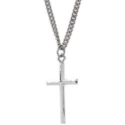 Finecraft Tube Cross Pendant in Sterling Silver, 24''