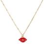 Red Lip Necklace Pendant Mouth Kiss Lips Bracelet Lip Dangle Stud Earrings Set for Women Girls Personalized Creative Fashion Jewelry