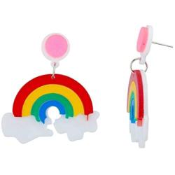 Lux Accessories Halloween Rainbow Novelty Icon Plastic Cosplay Party Costume Hippie Earrings