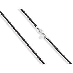 Miabella Genuine Italian 2mm Black or Brown Leather Cord Chain Necklace for Men Women with 925 Sterling Silver Clasp 14, 16, 18, 20, 22, 24, 26 Inch Made in Italy