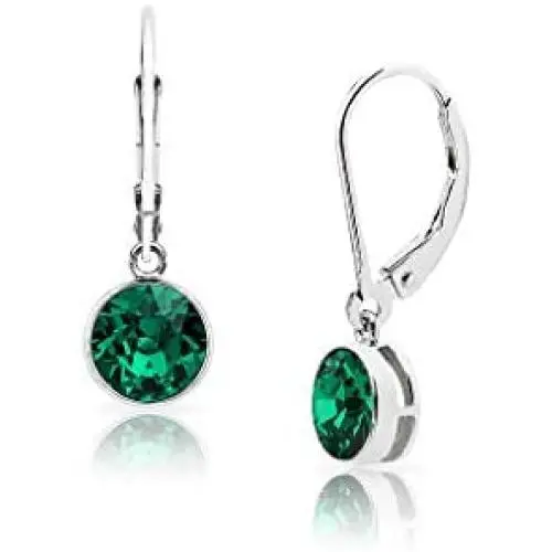 SolidSilver - Sterling Silver 6mm Round Solitaire Dangle Leverback Earrings Made with Swarovski Crystal | Sterling Silver, Yellow & Rose Gold Dipped SolidSilver - Sterling Silver 6mm Round Solitaire Dangle Leverback Earrings Made with Swarovski Crystal | Sterling Silver, Yellow & Rose Gold Dipped