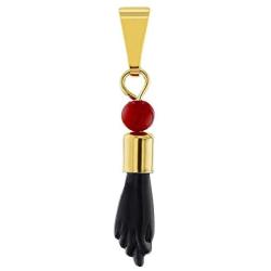 In Season Jewelry Figa Hand Charm Black Simulated Azabache Good Luck Amulet Pendant