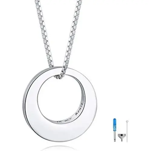 Jinlou Circle of Life Urn Necklace for Ashes Always in My Heart Sterling Silver Cremation Urns Pendant Eternity Memorial Necklaces for Women