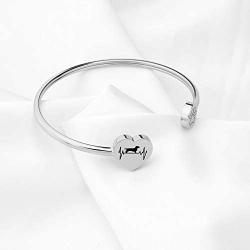 FUSTMW Dog Owner Bracelet Dachshund Boxer Golden Retriever Dog Lover Gifts Pitbull Boston Terrier Paw Print Bangle Jewelry