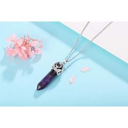 XIANNVXI Healing Crystal Stone Point Pendant Necklace Natural Reiki Quartz Hexagonal Gemstone Jewelry Necklaces for Women