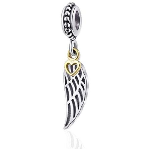 Sambaah Angel Wing Charm 925 Sterling Silver Wing Pendant Feather Charm Lucky Bracelets Charm